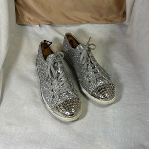 WOMENS MIU MIU SILVER SPARKLING SNEAKERS SIZE 6.5
